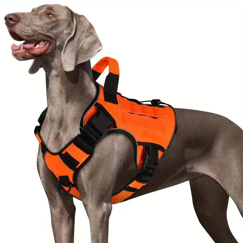 No-Pull Tactical Dog Harness with Handle for Large Dogs - Reflective Military Vest