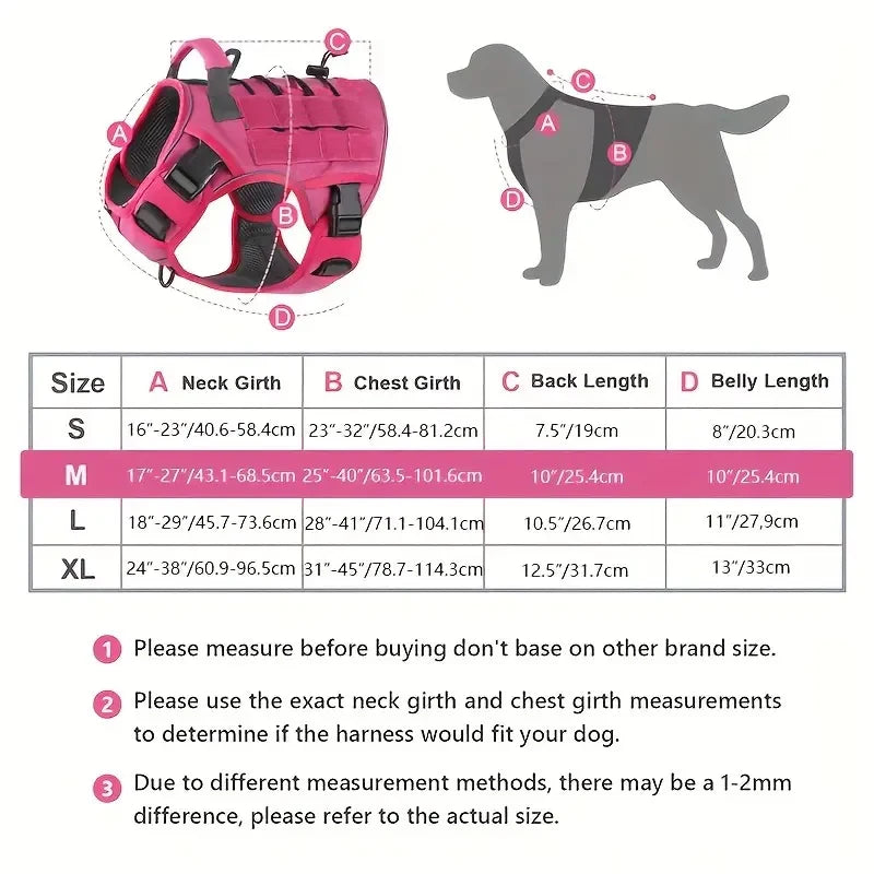 No-Pull Tactical Dog Harness with Handle for Large Dogs - Reflective Military Vest