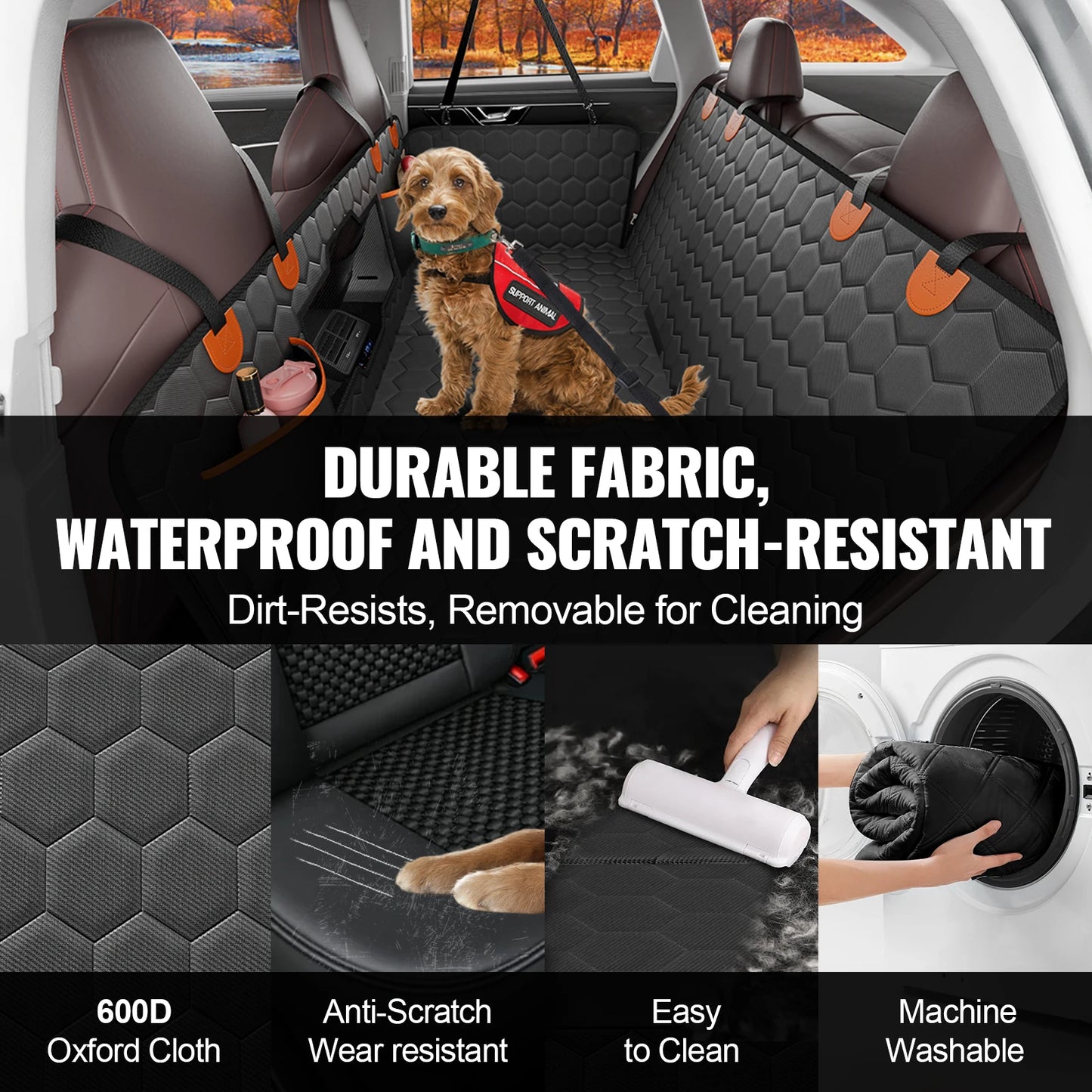 HEAVY-DUTY Dog Seat Cover w/ Pockets