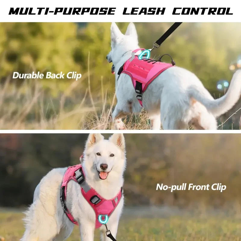 No-Pull Tactical Dog Harness with Handle for Large Dogs - Reflective Military Vest